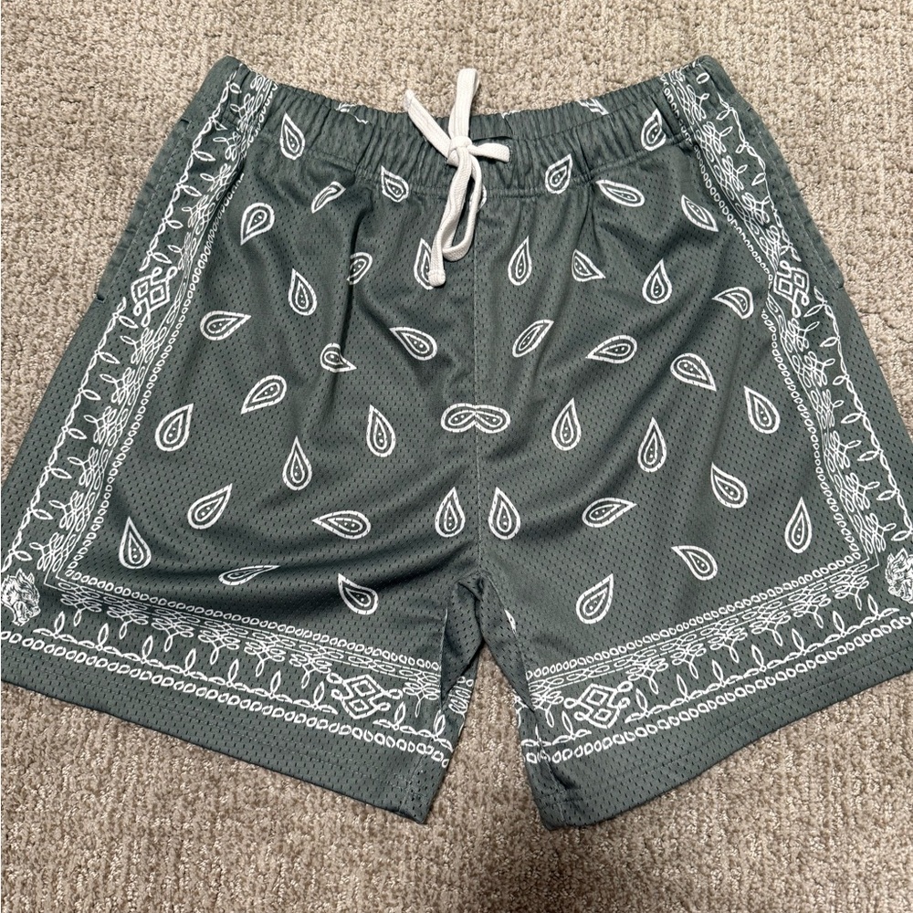 Men's Green Paisley Swim Shorts